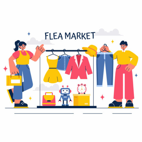 10 Flea Market Shopping Illustration cover image.