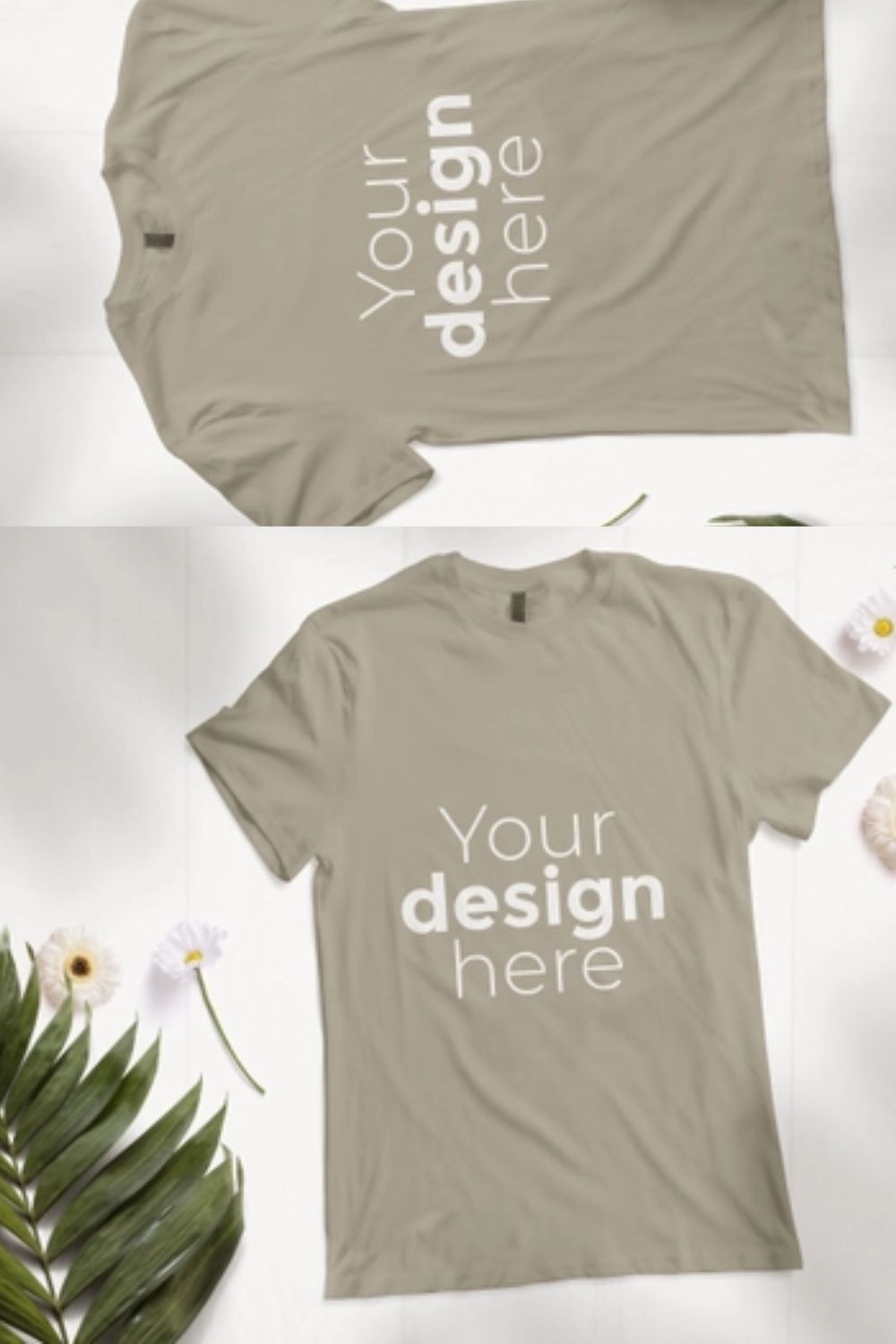 Floral Tee Mockup PSD pinterest preview image.