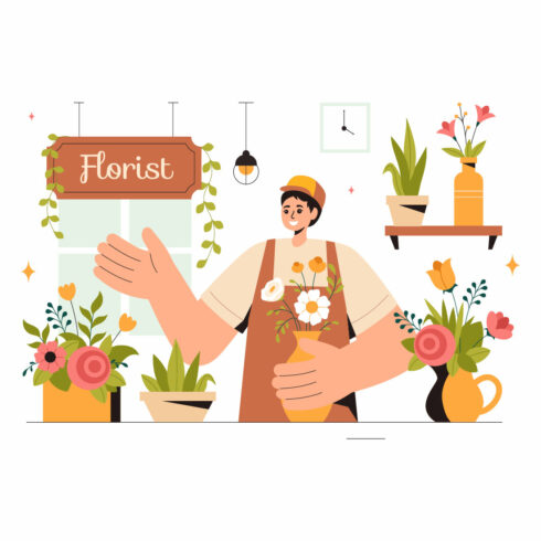 13 Professional Florist Working Illustration cover image.