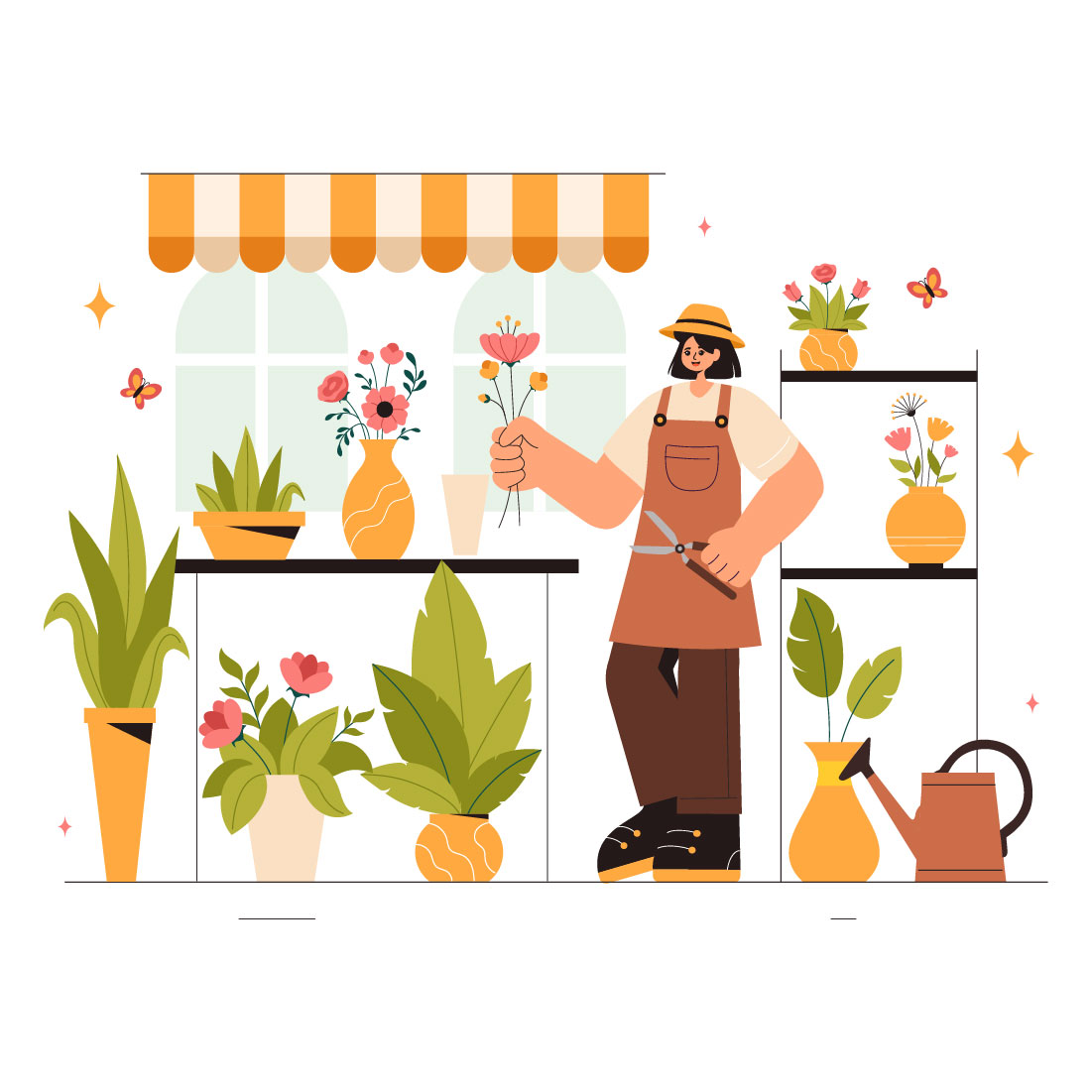 13 Professional Florist Working Illustration preview image.