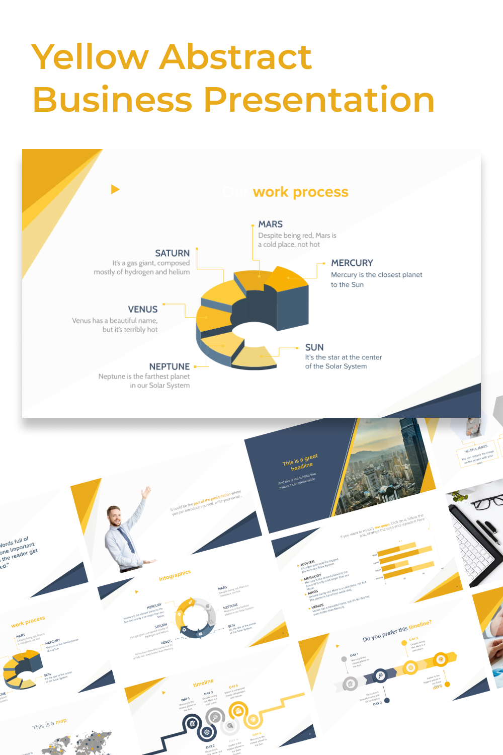 Yellow Abstract Business Presentation pinterest preview image.