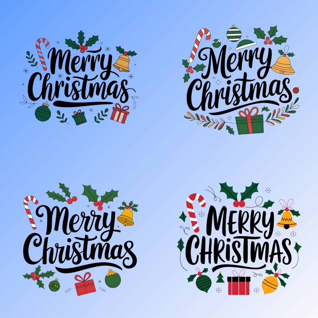 Christmas Typography Designs Bundle preview image.