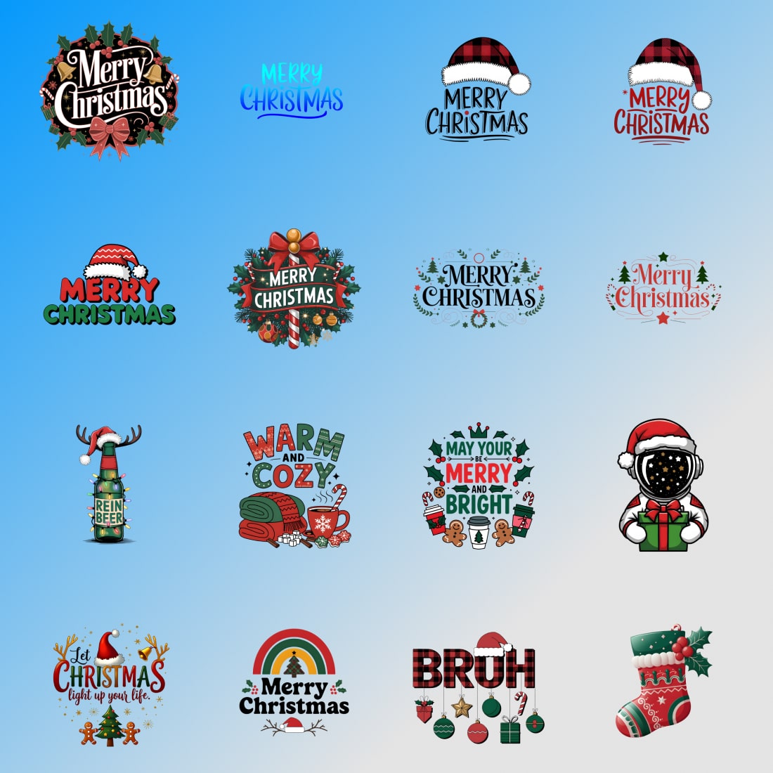 Merry Christmas graphic bundle preview image.