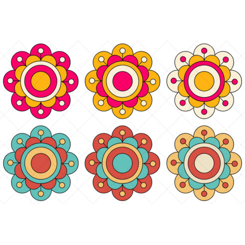 Cute Funky Flowers 6 Color Variations cover image.