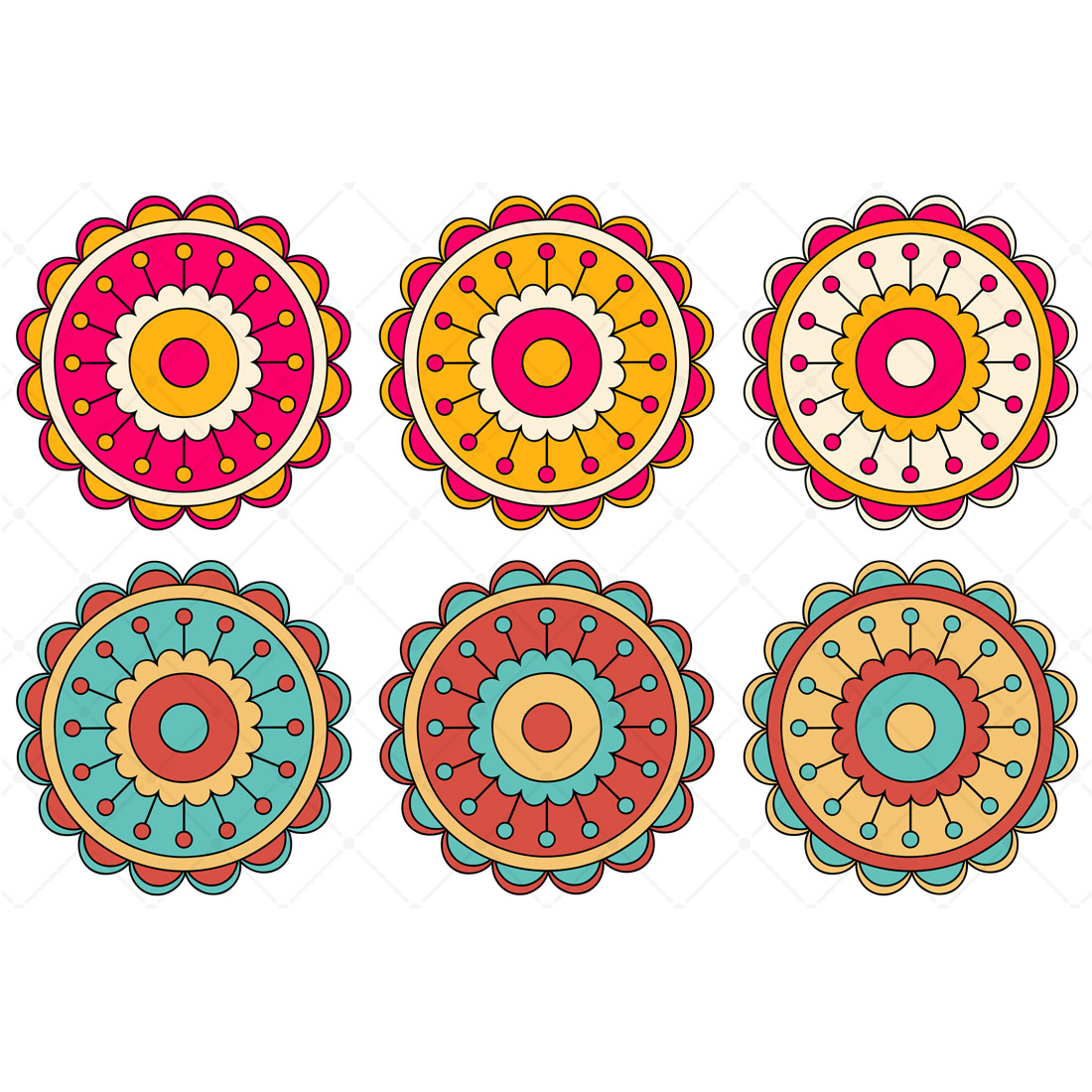 Cute Funky Flowers 6 Color Variations cover image.