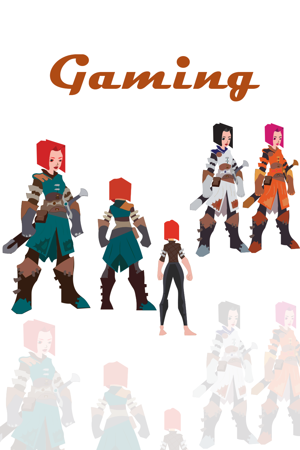 Stylized gaming characters pinterest preview image.