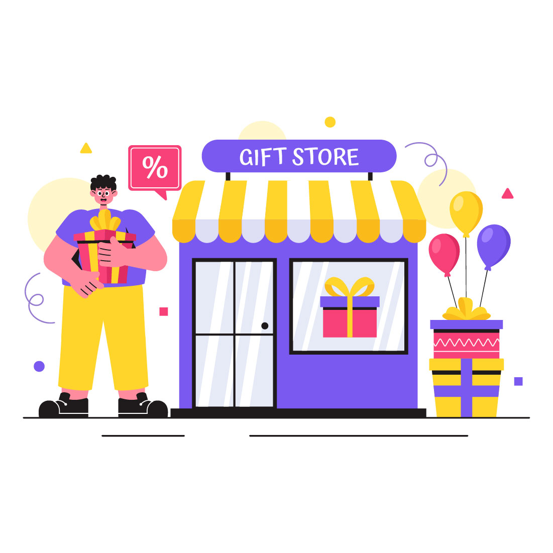 11 Gifts Store Vector Illustration cover image.