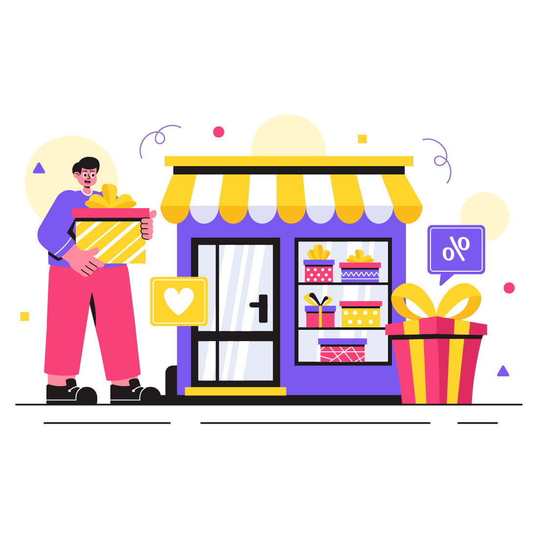 11 Gifts Store Vector Illustration preview image.