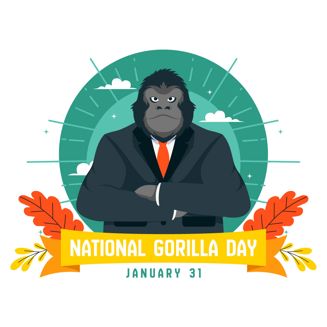 9 National Gorilla Suit Day Illustration preview image.