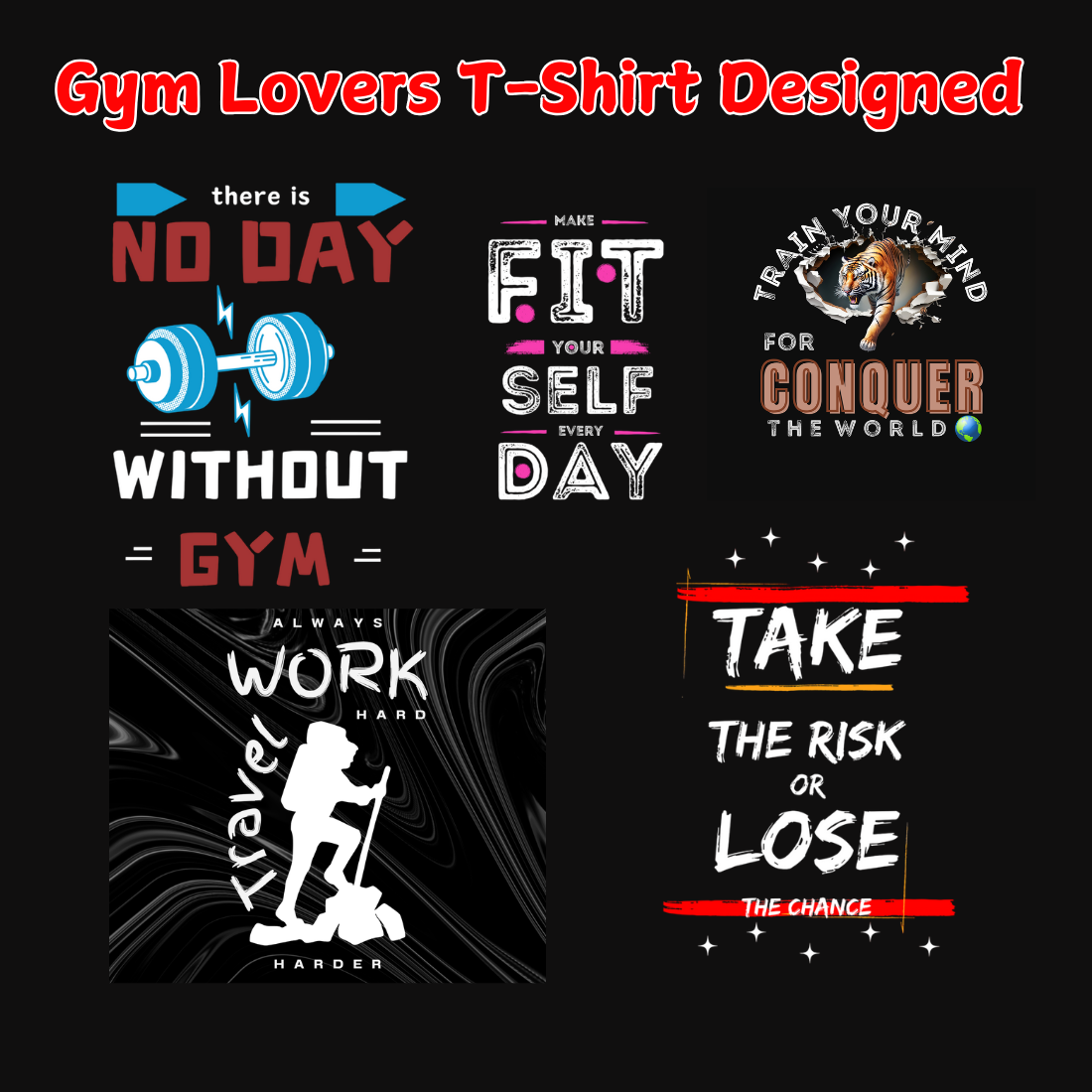 Gym Lover T-shirt Designed for Print on Demand preview image.