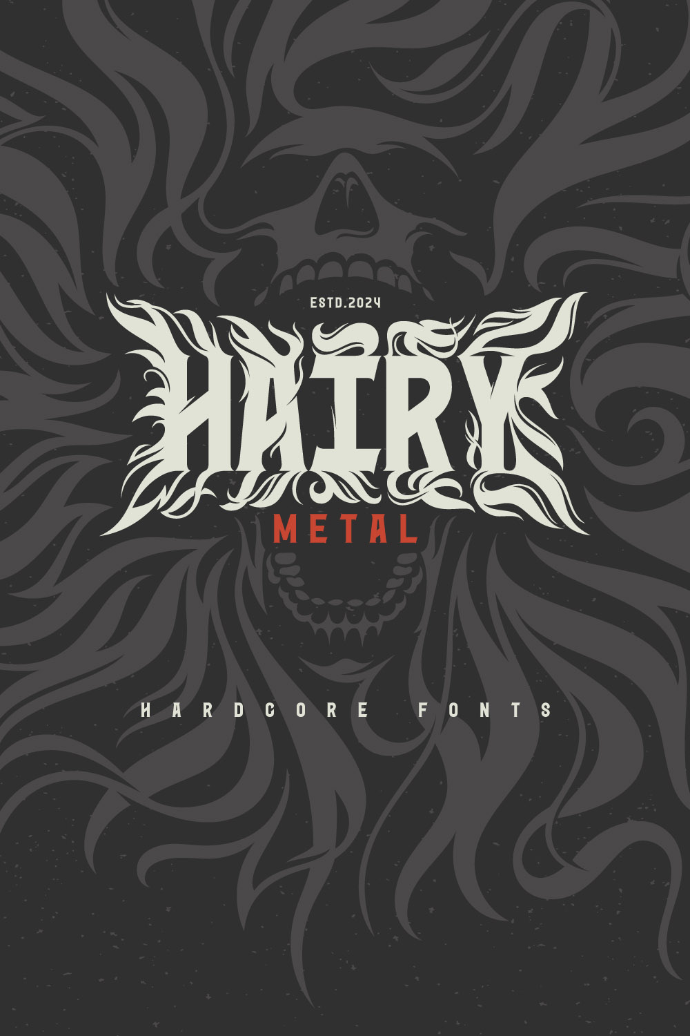 Hairy Metal — Hardcore Font pinterest preview image.