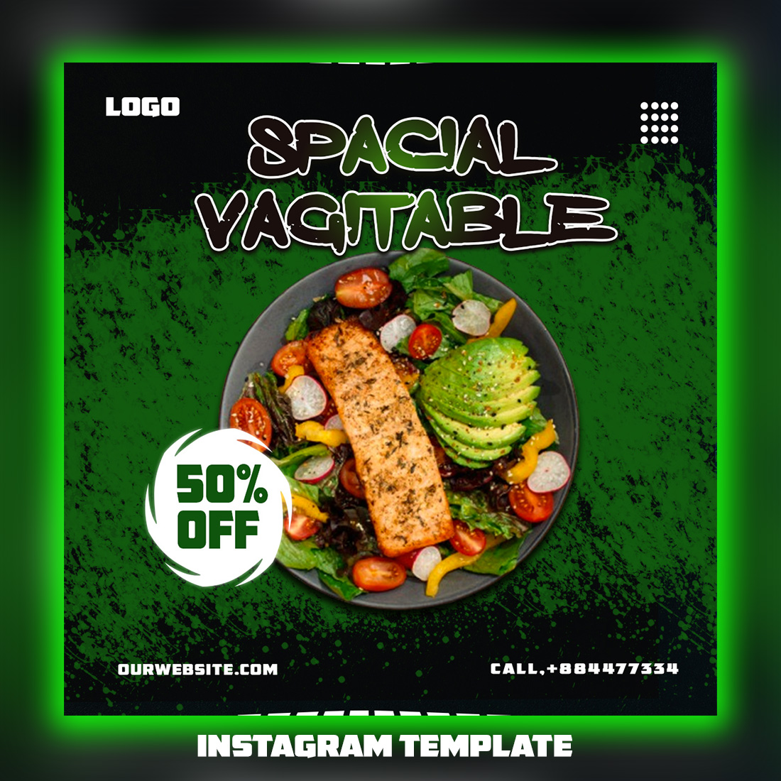 Instagram template spacial vagitable food cover image.