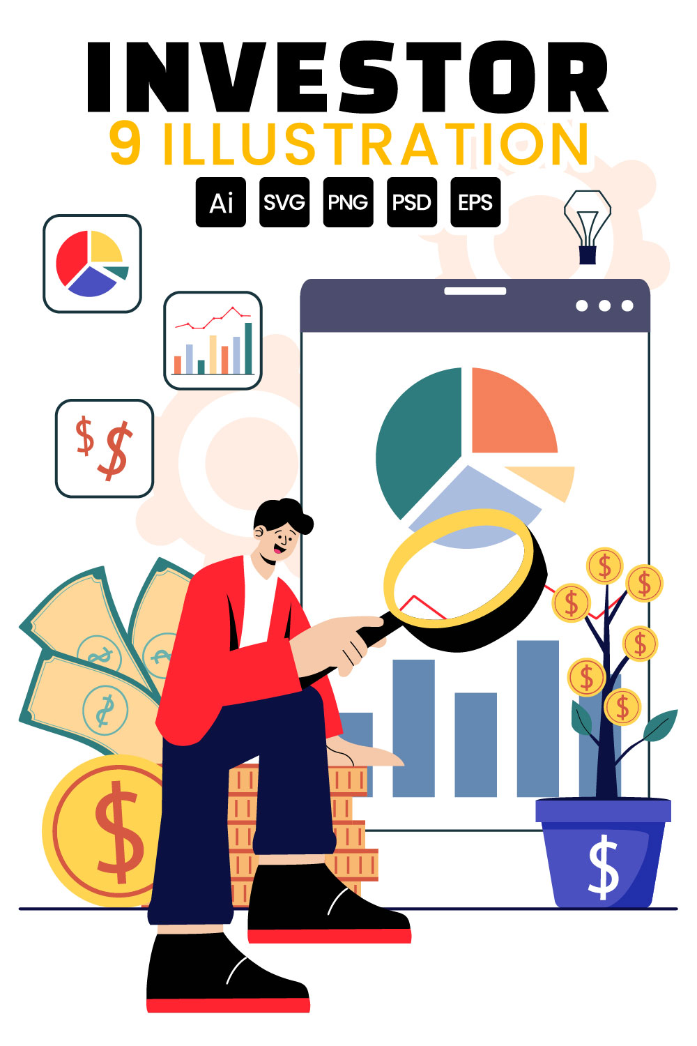 9 Business Investor Vector Illustration pinterest preview image.