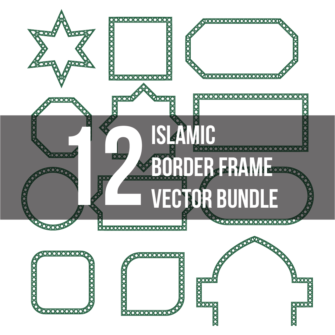 islamic frame vector template bundle set cover image.