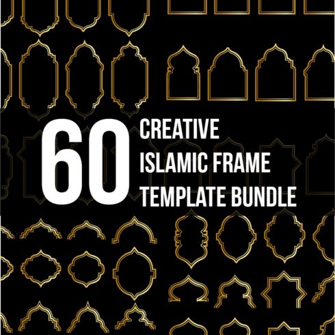 islamic frame vector template bundle set cover image.