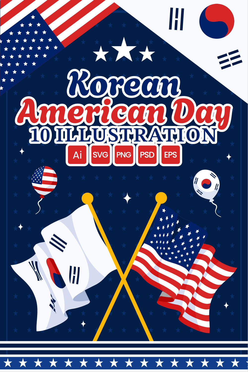 10 Korean American Day Illustration pinterest preview image.