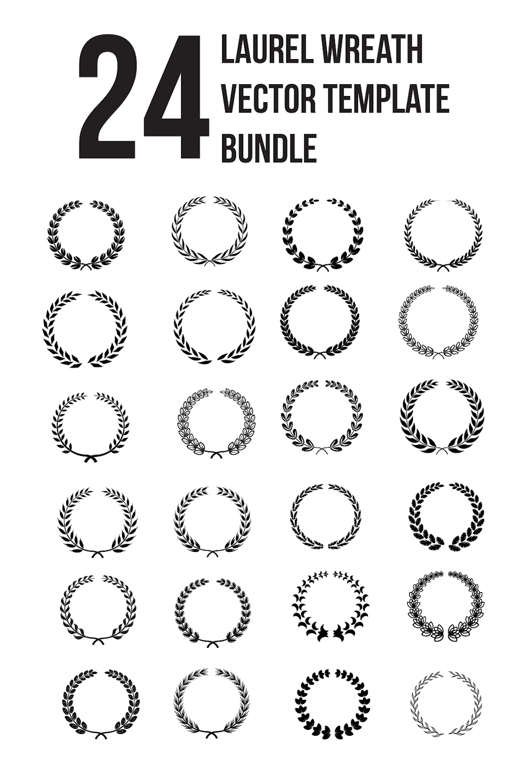 Laurel Wreath Vector template bundle pinterest preview image.