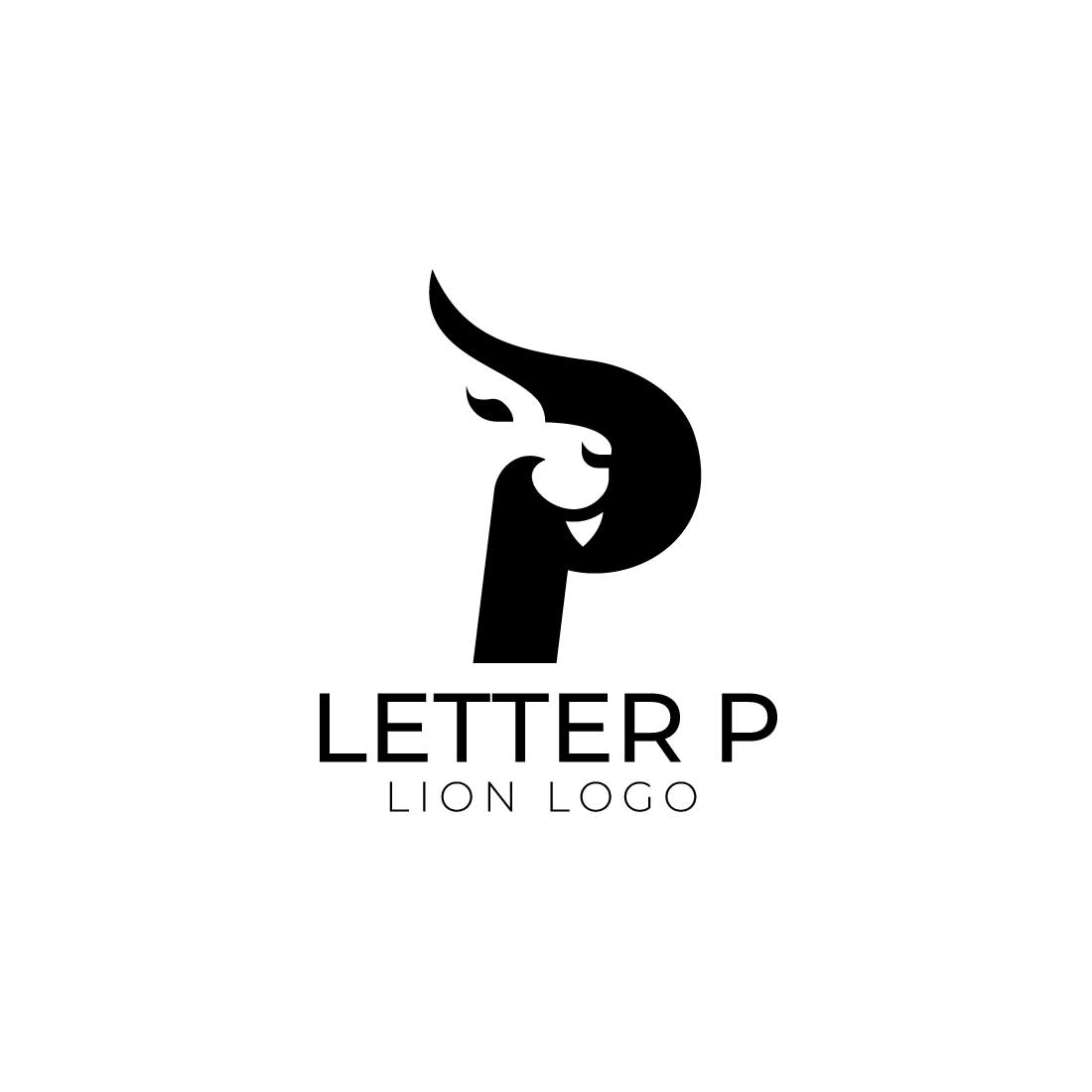 Minimal Letter P Lion Logo preview image.