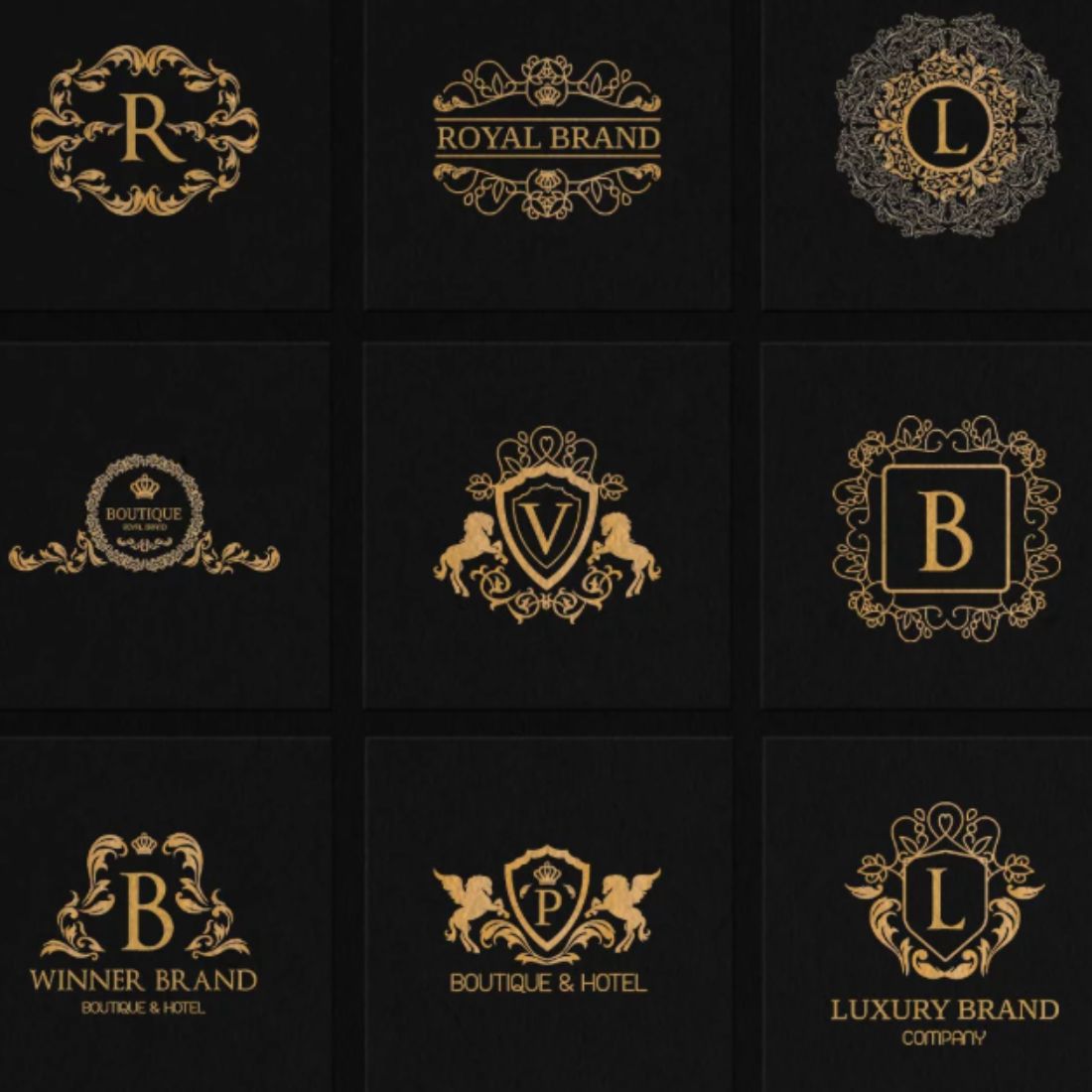 15 Luxury Logo Set in AI, PSD and PNG preview image.