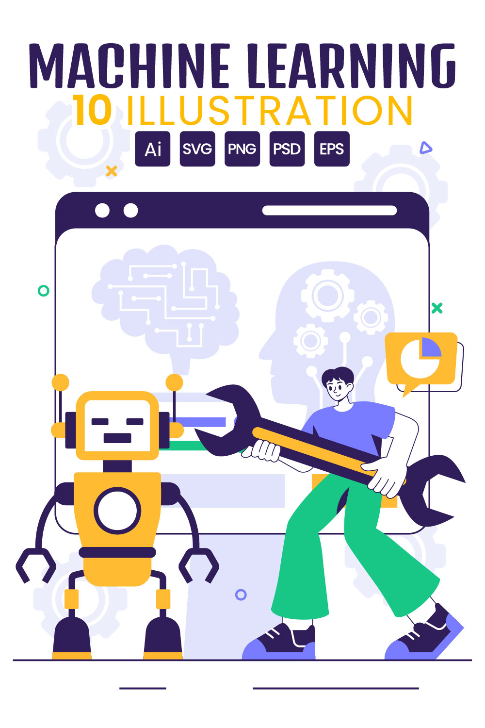 10 Machine Learning Illustration pinterest preview image.