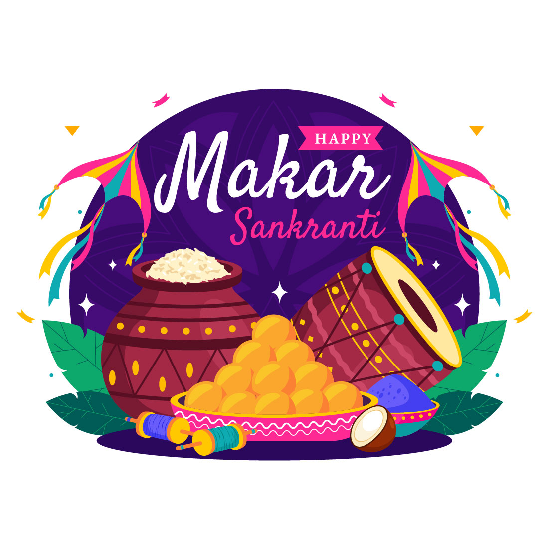 12 Makar Sankranti Celebration Illustration preview image.