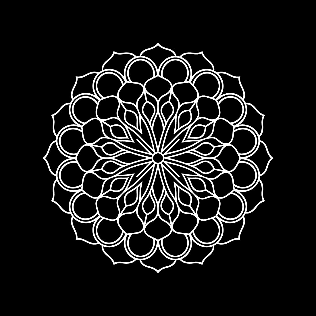 Flat Vector Mandala Design Intricate Mandala with Symmetrical Floral Patterns preview image.