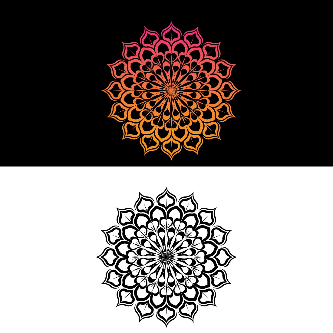 Flat Vector Symmetrical Mandala Design preview image.