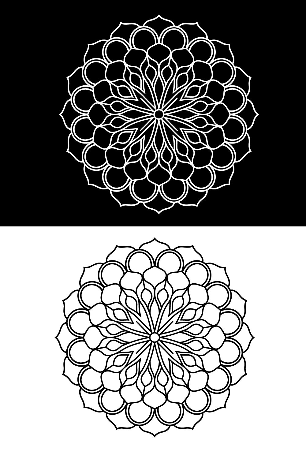 Flat Vector Mandala Design Intricate Mandala with Symmetrical Floral Patterns pinterest preview image.