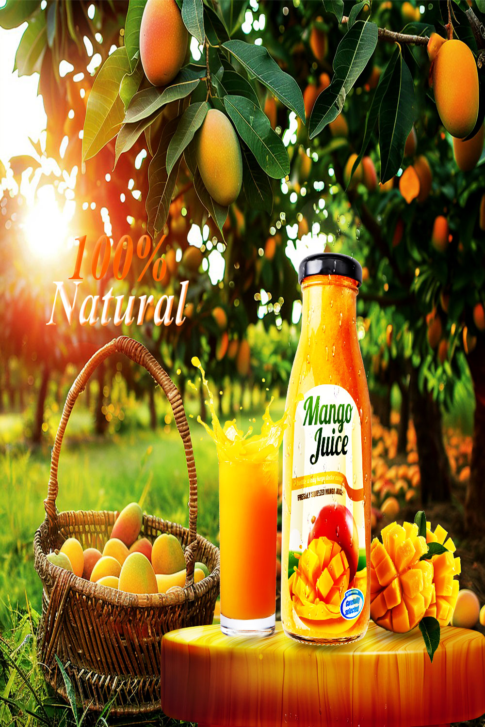 Mango Juice Promotional Design pinterest preview image.