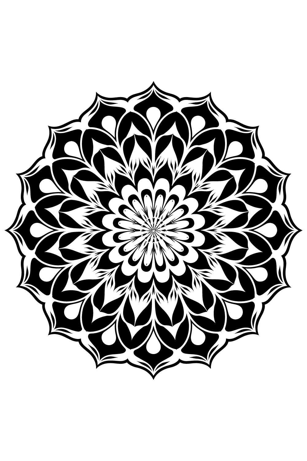 Symmetrical Petal Design in Flat Vector Minimalist Vector Mandala Design pinterest preview image.