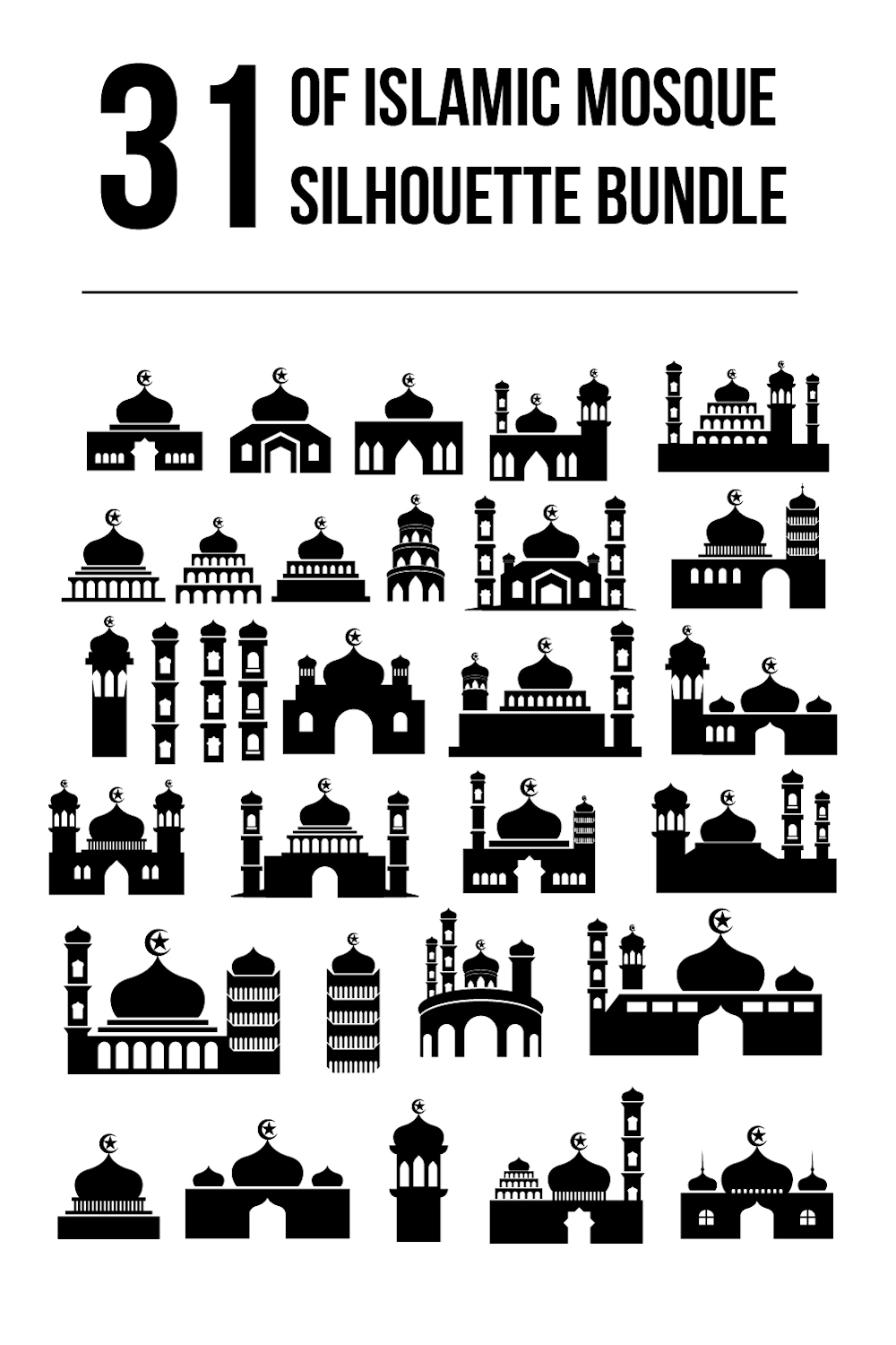 mosque vector icon bundle set pinterest preview image.