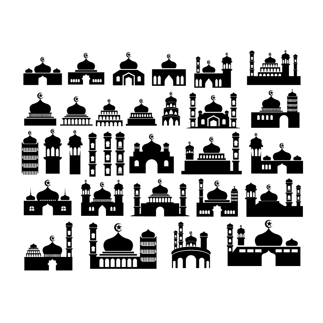 mosque vector icon bundle set preview image.