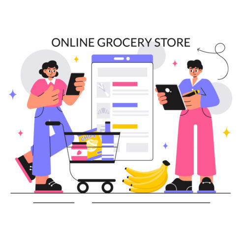 10 Online Grocery Store Illustration cover image.