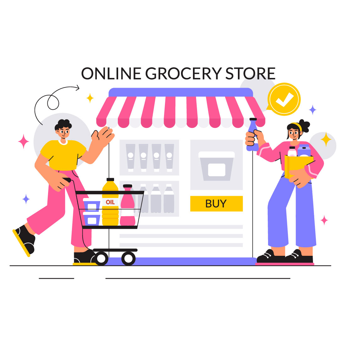 10 Online Grocery Store Illustration preview image.