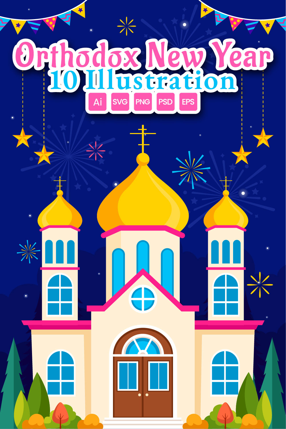 10 Orthodox New Year Celebration Illustration pinterest preview image.