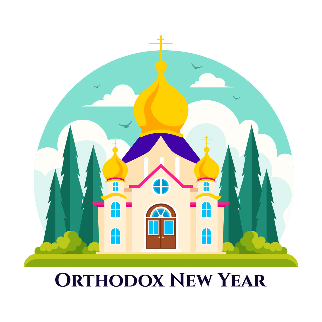 10 Orthodox New Year Celebration Illustration preview image.