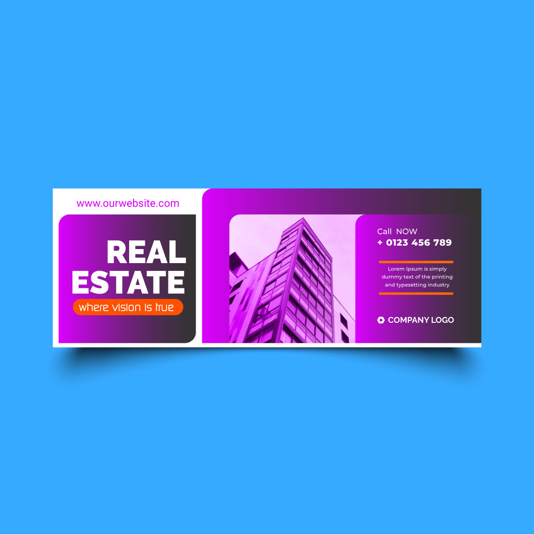 facebook cover photo, instagram cover design, twitter cover design for real estate business preview image.