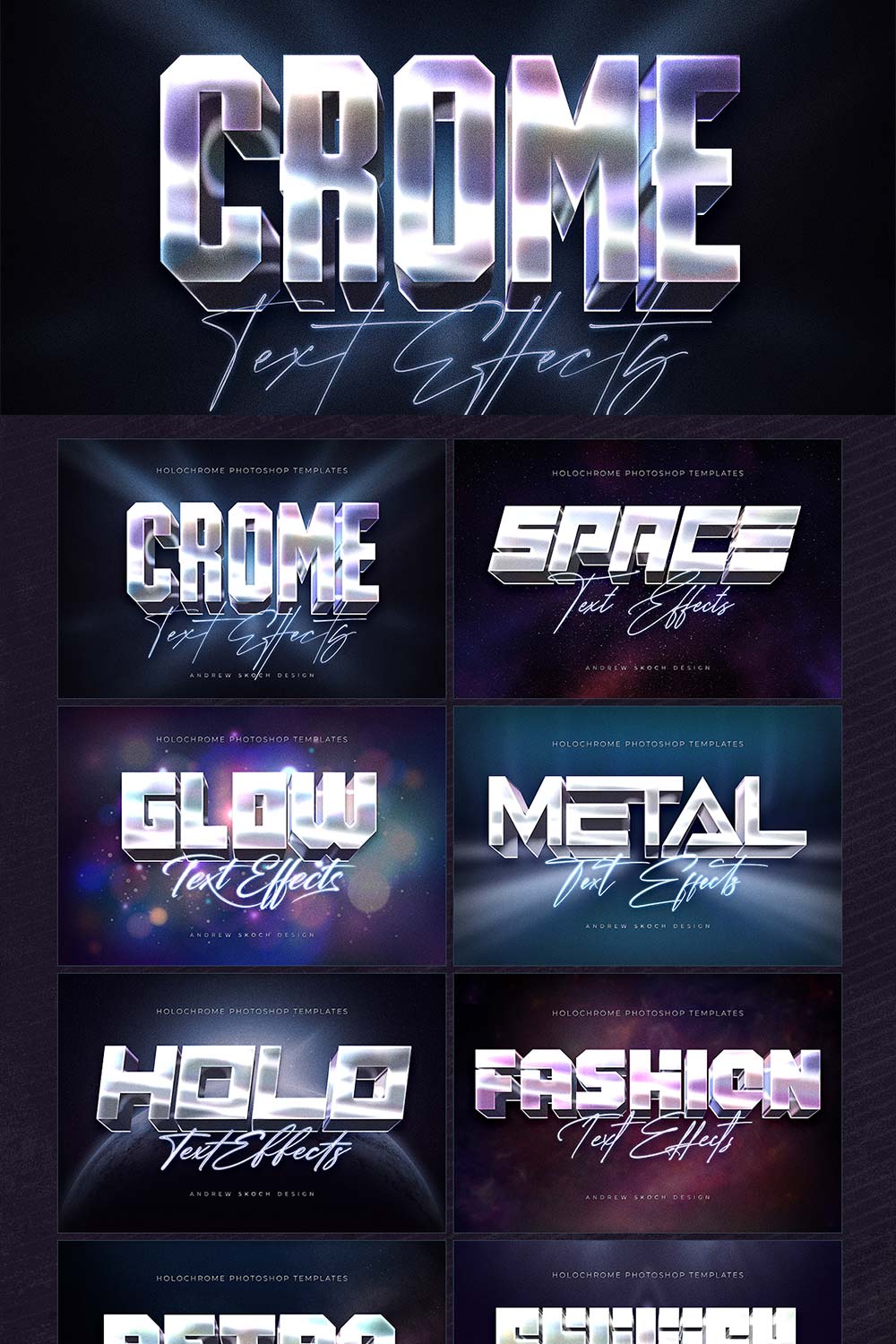 Holochrome Text and Logo Effects pinterest preview image.