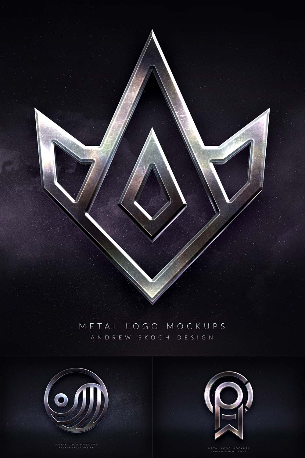 Metal Logo Mockups pinterest preview image.