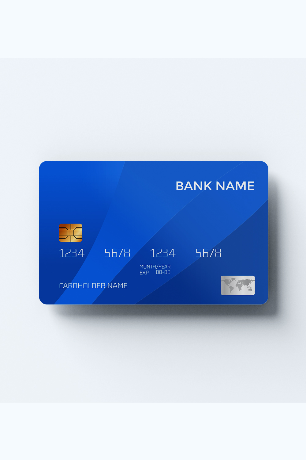 Glossy Blue Debit Card Design Template pinterest preview image.