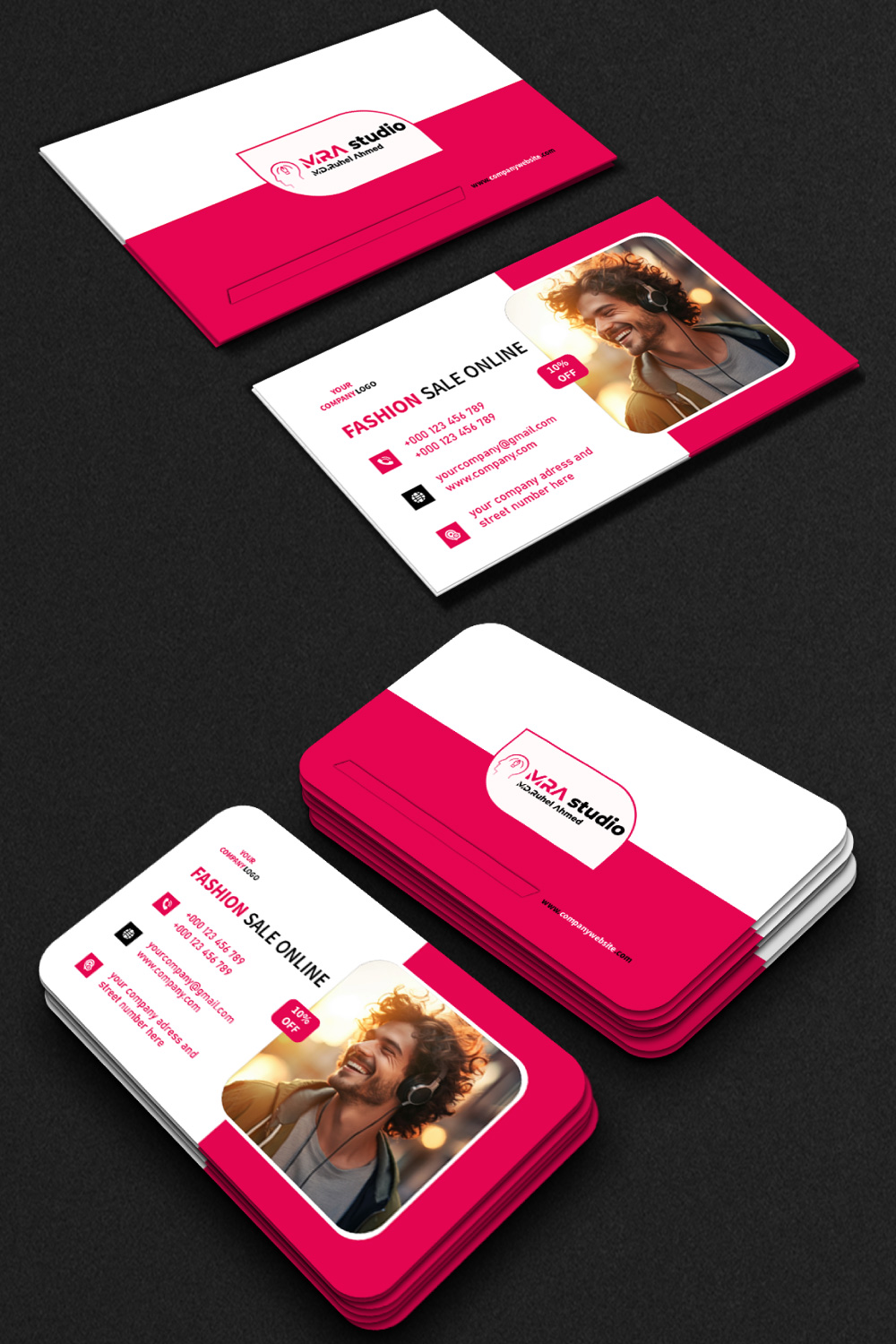 Professional Fashion Sale Online Visiting Card Design pinterest preview image.