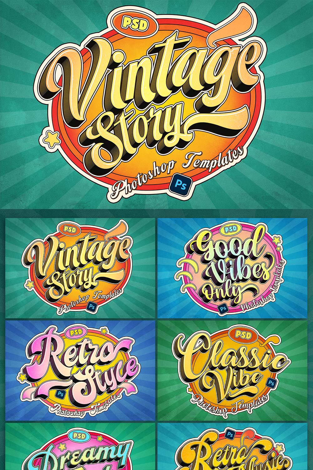 Retro Vintage Text Effects pinterest preview image.