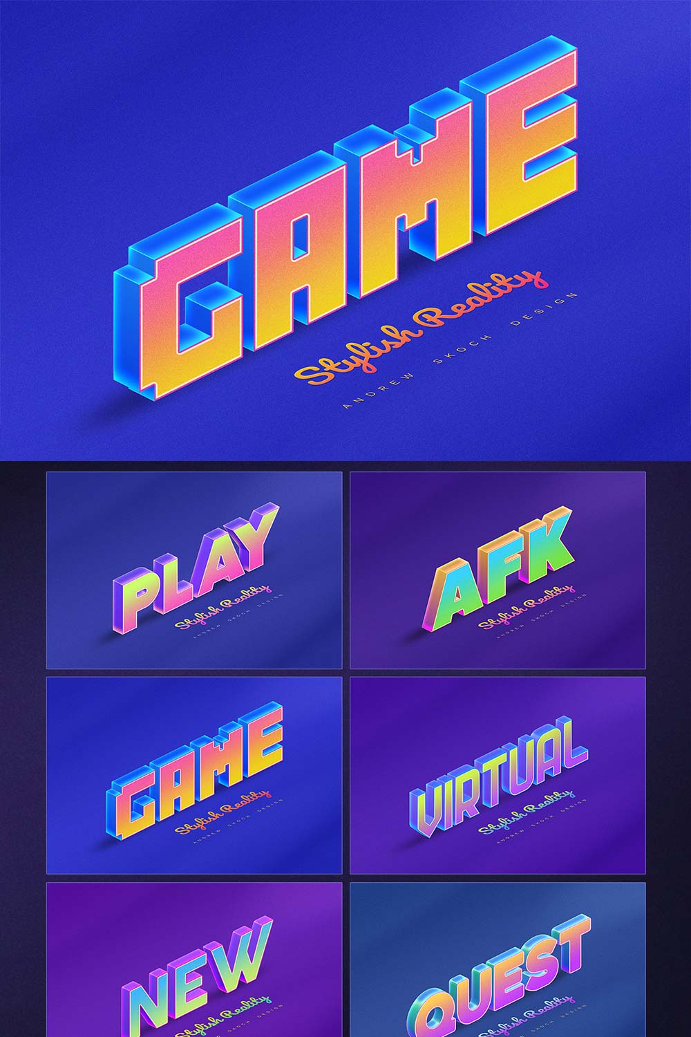 Gaming 3D Text Effects pinterest preview image.