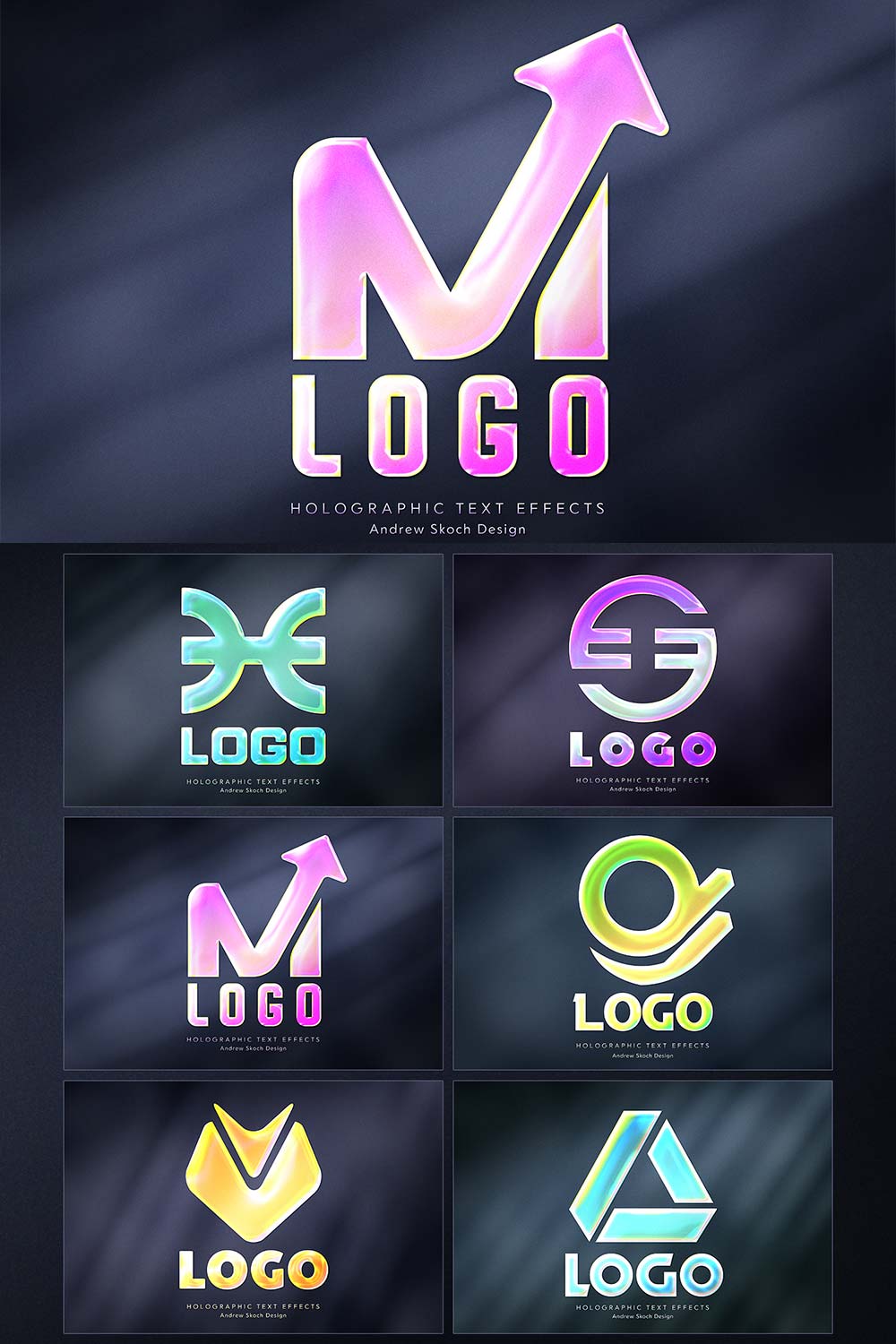 Holographic Logo Mockups pinterest preview image.