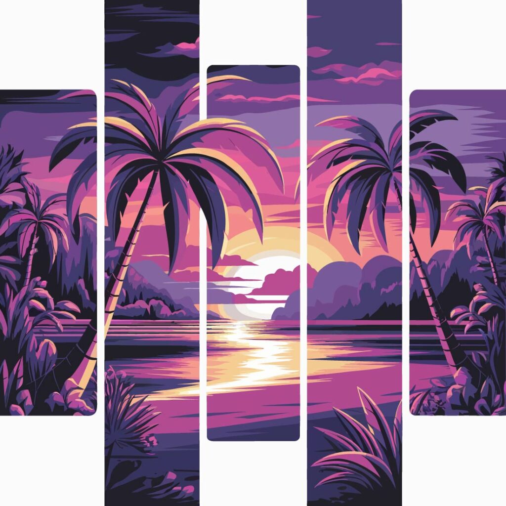 7 Sunset Palm Trees Framing a Radiant Sunset design bundle - MasterBundles