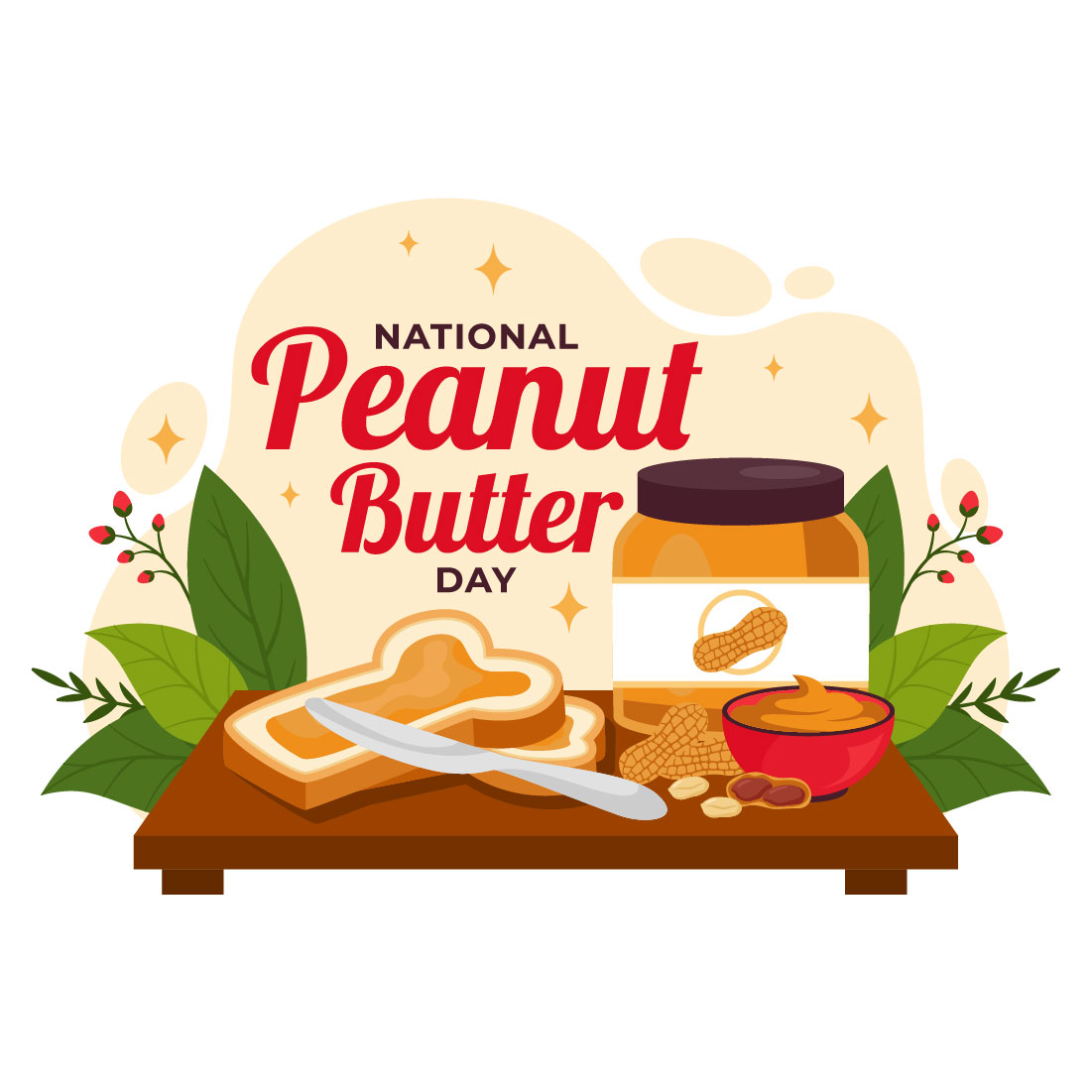 11 National Peanut Butter Day Illustration cover image.