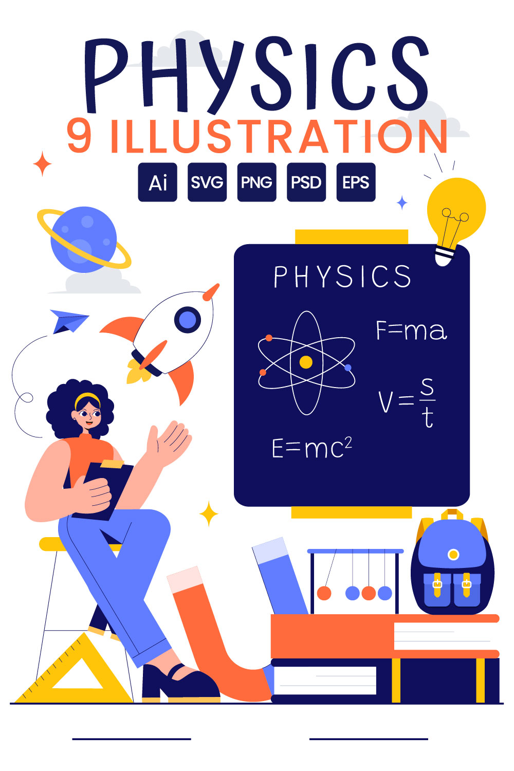 9 Physics Education Illustration pinterest preview image.