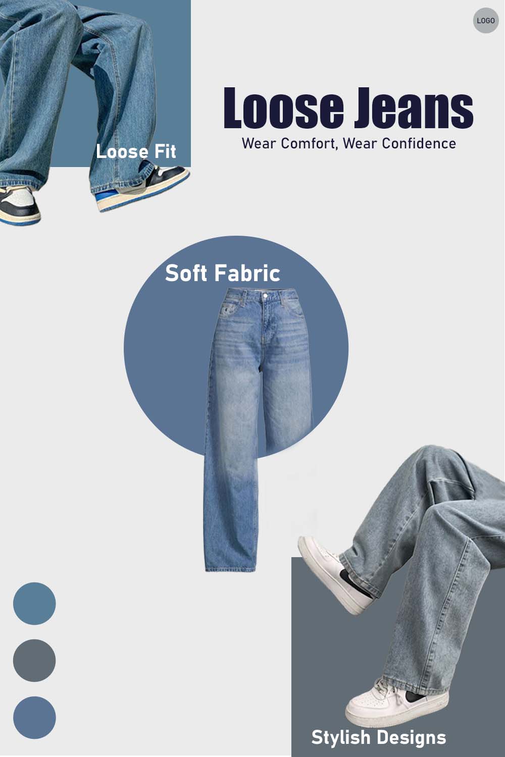 Fashion Jeans Poster template pinterest preview image.