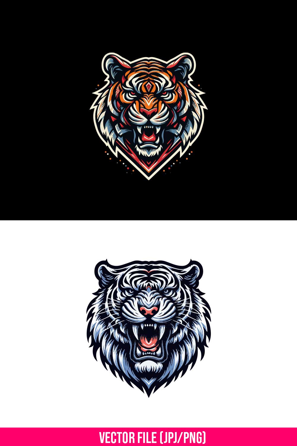 Stunning Tiger Vector Art - High-Quality Designs for All Projects pinterest preview image.