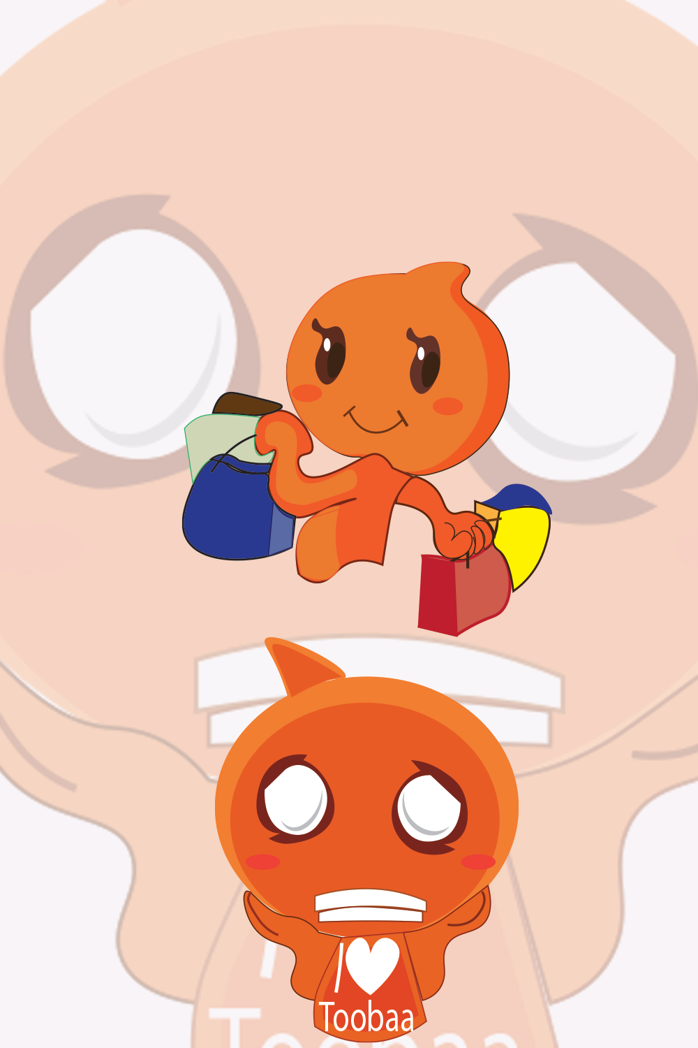 Two cute orange cartoon characters pinterest preview image.